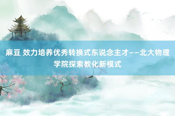 麻豆 效力培养优秀转换式东说念主才——北大物理学院探索教化新模式