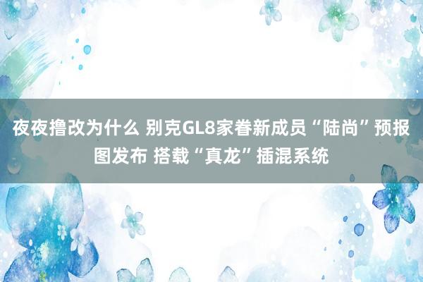 夜夜撸改为什么 别克GL8家眷新成员“陆尚”预报图发布 搭载“真龙”插混系统