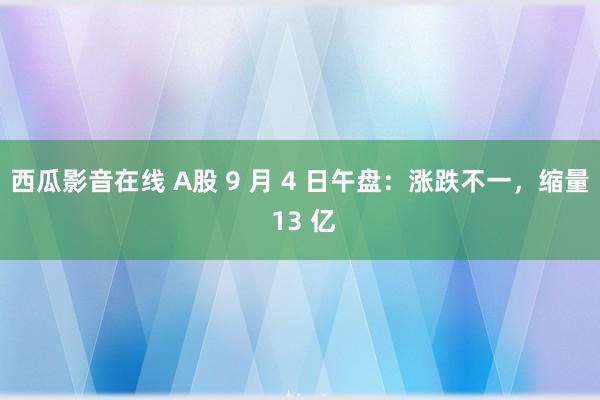 西瓜影音在线 A股 9 月 4 日午盘：涨跌不一，缩量 13 亿